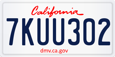 CA license plate 7KUU302