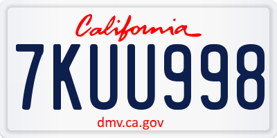CA license plate 7KUU998