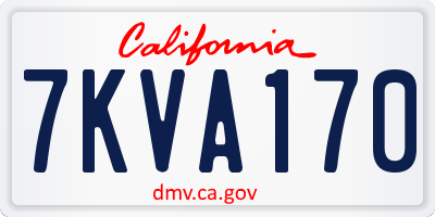 CA license plate 7KVA170