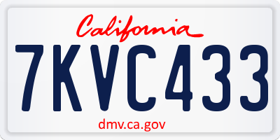 CA license plate 7KVC433