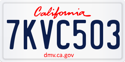 CA license plate 7KVC503