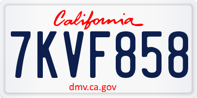 CA license plate 7KVF858