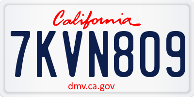CA license plate 7KVN809
