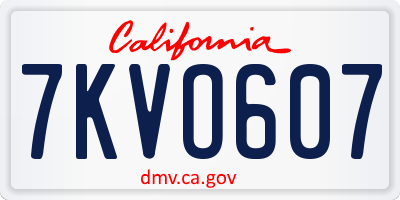 CA license plate 7KVO607