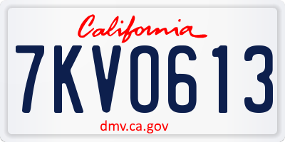 CA license plate 7KVO613