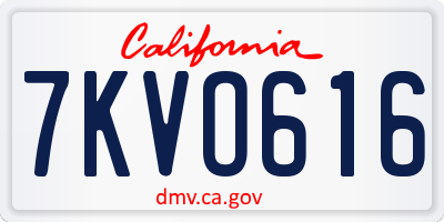 CA license plate 7KVO616