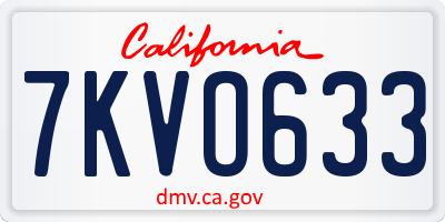CA license plate 7KVO633