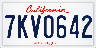 CA license plate 7KVO642