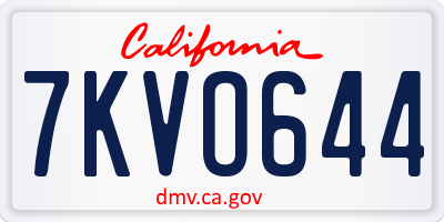 CA license plate 7KVO644