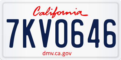 CA license plate 7KVO646
