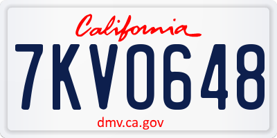 CA license plate 7KVO648