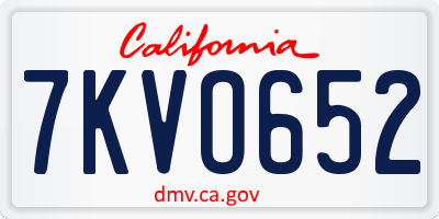 CA license plate 7KVO652