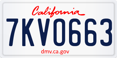 CA license plate 7KVO663