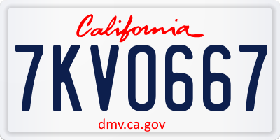 CA license plate 7KVO667