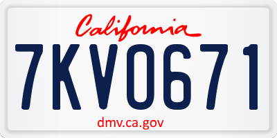 CA license plate 7KVO671