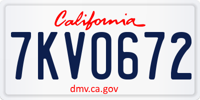 CA license plate 7KVO672
