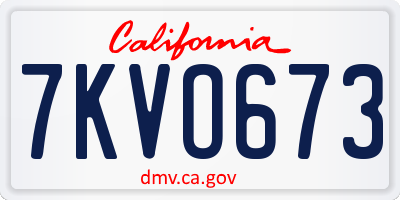 CA license plate 7KVO673