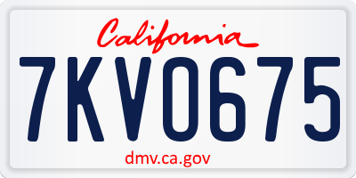 CA license plate 7KVO675