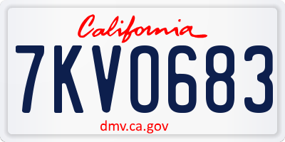 CA license plate 7KVO683