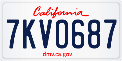 CA license plate 7KVO687