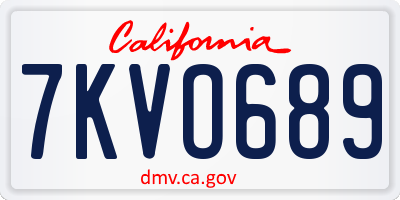 CA license plate 7KVO689