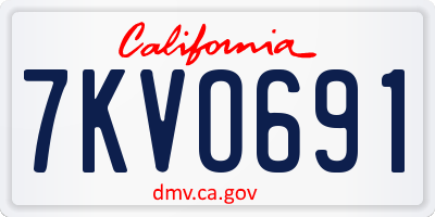 CA license plate 7KVO691