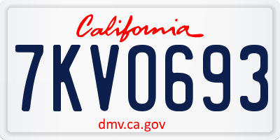 CA license plate 7KVO693