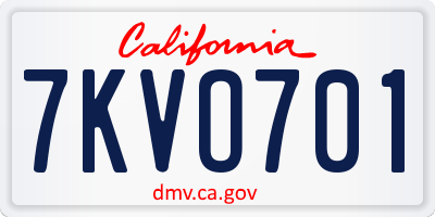 CA license plate 7KVO701