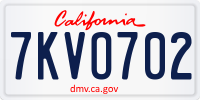 CA license plate 7KVO702