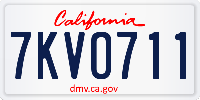 CA license plate 7KVO711
