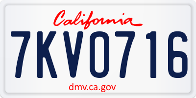 CA license plate 7KVO716