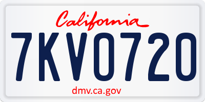 CA license plate 7KVO720