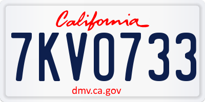 CA license plate 7KVO733