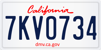 CA license plate 7KVO734