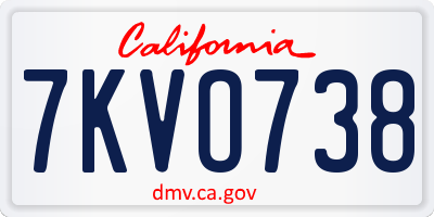 CA license plate 7KVO738