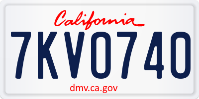 CA license plate 7KVO740