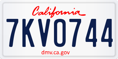 CA license plate 7KVO744
