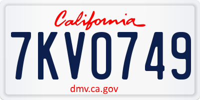 CA license plate 7KVO749