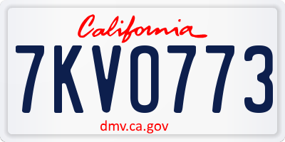 CA license plate 7KVO773
