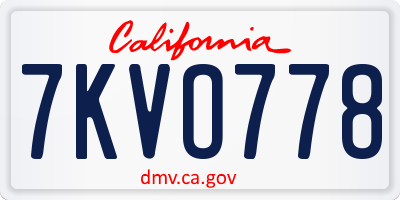 CA license plate 7KVO778