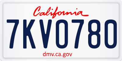 CA license plate 7KVO780