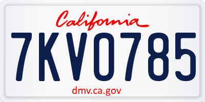 CA license plate 7KVO785