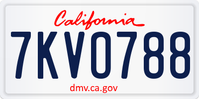 CA license plate 7KVO788