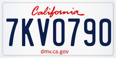 CA license plate 7KVO790