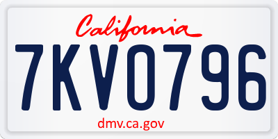 CA license plate 7KVO796