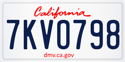 CA license plate 7KVO798