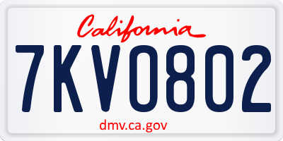 CA license plate 7KVO802