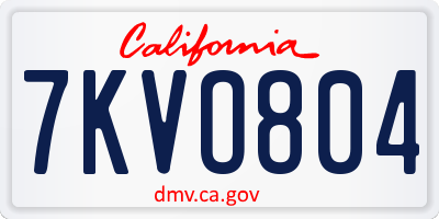 CA license plate 7KVO804