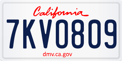 CA license plate 7KVO809