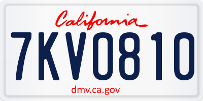 CA license plate 7KVO810